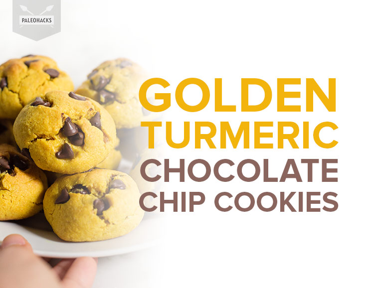 Brighten up your Paleo chocolate chip cookies with anti-inflammatory turmeric for a special treat!