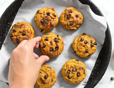 Whip up moist, chocolate chip-studded sweet potato muffins for the perfect on-the-go breakfast or afternoon snack.