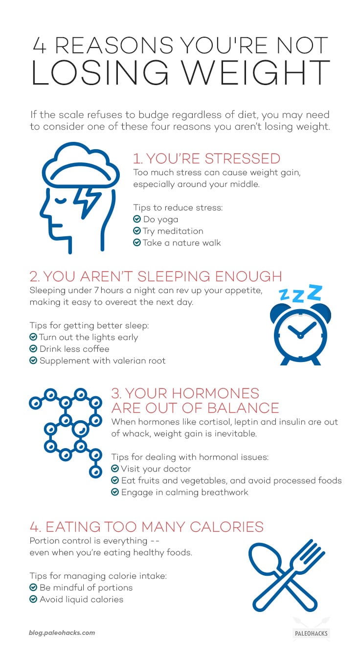 If the scale refuses to budge regardless of how well you’re sticking to your diet, you may need to consider one of these four reasons you aren’t losing weight.