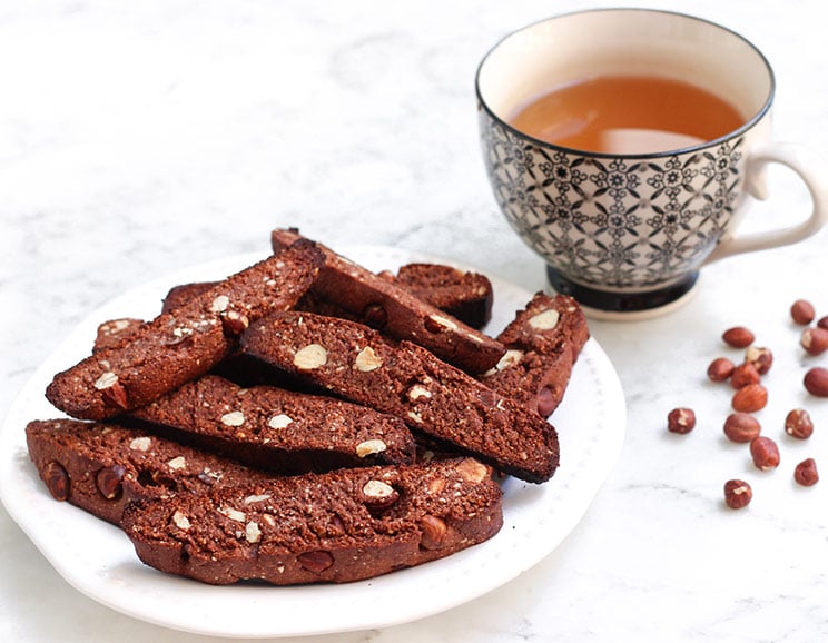 This Paleo Chocolate Hazelnut Biscotti is deliciously crunchy and made only with Paleo-approved ingredients!