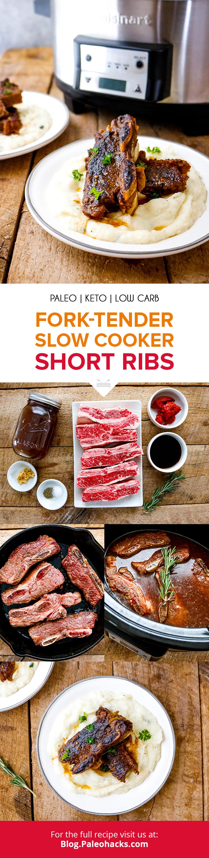 Enjoy a hearty meal with these fall-off-the-bone short ribs, slow-cooked in a savory broth of herbs, tomato paste, and coconut aminos.