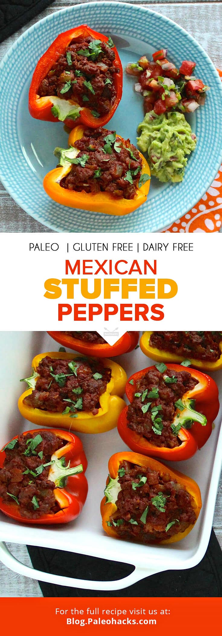 Bell peppers are stuffed with spicy ground beef and topped with avocado in these unique Mexican stuffed peppers recipe!