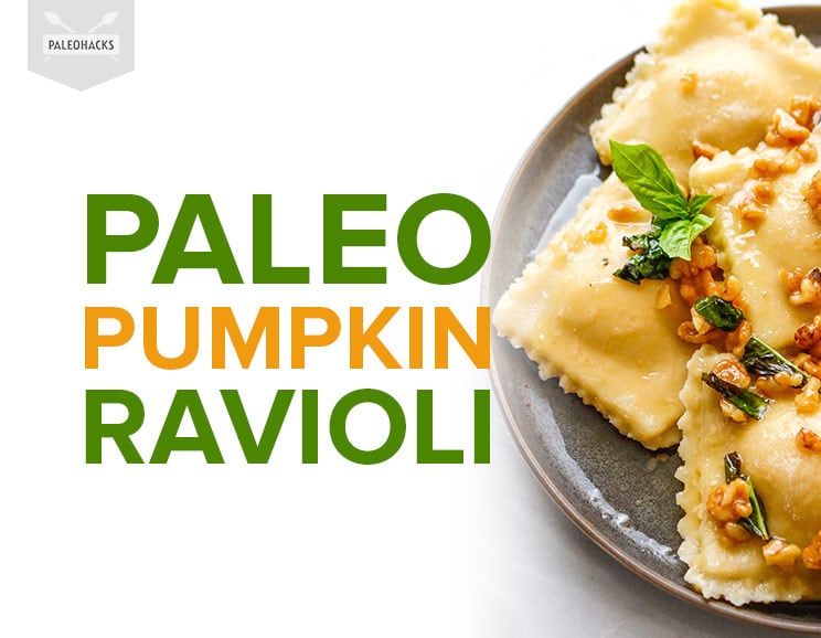 Indulge in a sweet and savory pumpkin ravioli topped with maple butter and crunchy walnuts. Pasta night gets a Paleo makeover with this grain-free recipe.