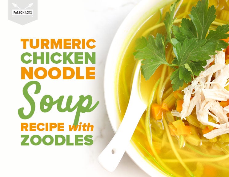This Turmeric Chicken Soup with Zucchini Noodles is the perfect remedy for a chilly night. Filled with fresh veggies, lean protein and anti-inflammatory turmeric, it’s the perfect meal to cozy up to!