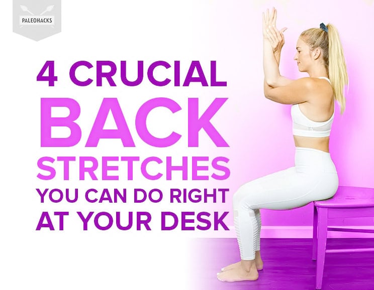 Do this quick back stretching routine right at your desk to keep aches and pains away. Stop the drudgery and take 4 minutes for yourself right now.