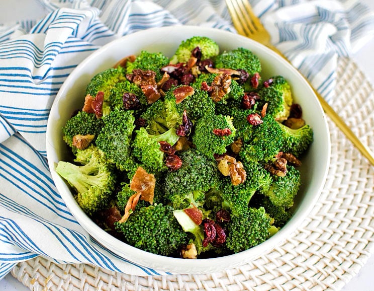 Make this sweet and savory broccoli bacon salad with a handful of ingredients in under 20 minutes. Its crunch factor has us head-over-heels obsessed!