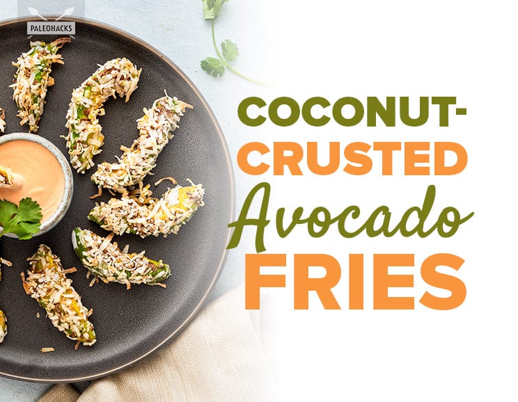 Want a creamy but crunchy side dish? These Coconut-Crusted Avocado Fries are light, healthy, gluten-free, dairy-free, egg-free and totally scrumptious.