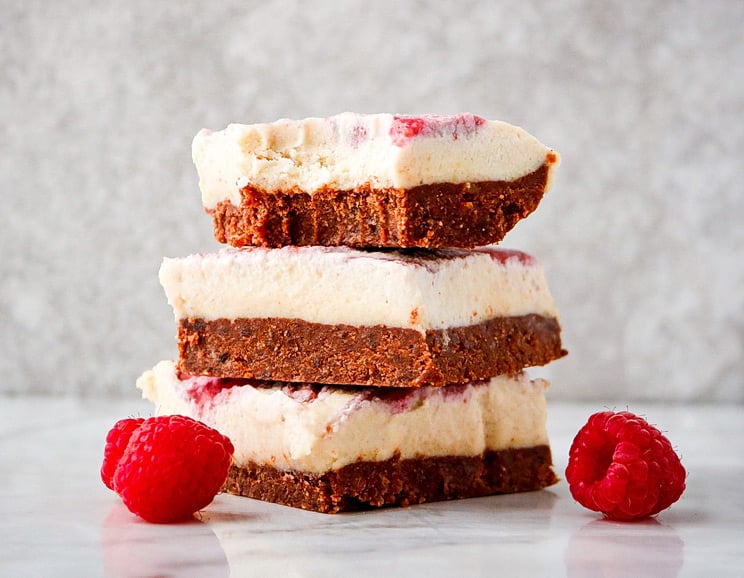 No bake raspberry swirl cheesecake bars