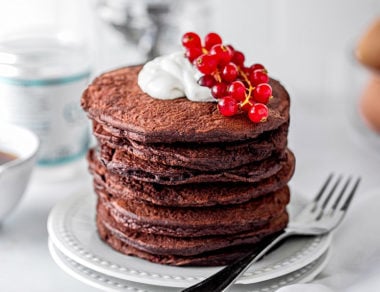Whip up thick, fluffy and low-sugar Keto Chocolate Pancakes in under 10 minutes. Now you can enjoy low-carb pancakes with a Keto twist.