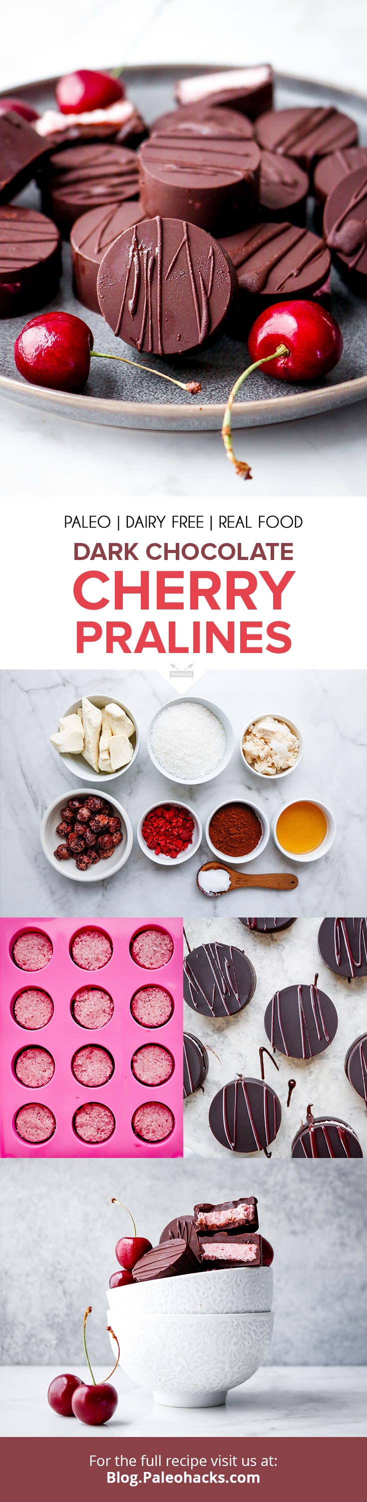 Paleo dark chocolate cherry pralines