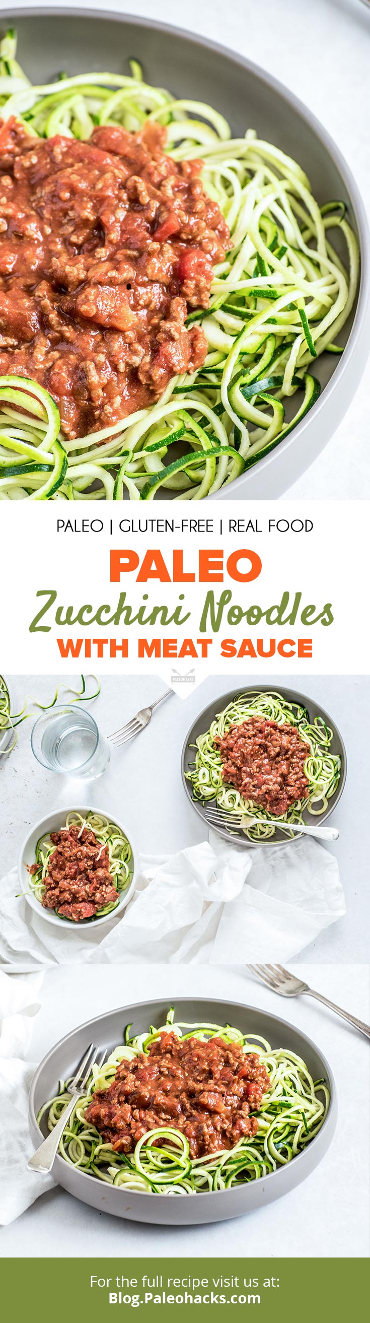 This amazing Paleo zucchini noodles recipe makes for an delicious and healthy lunch or dinner. Made with fresh zoodles and a hearty meat sauce.