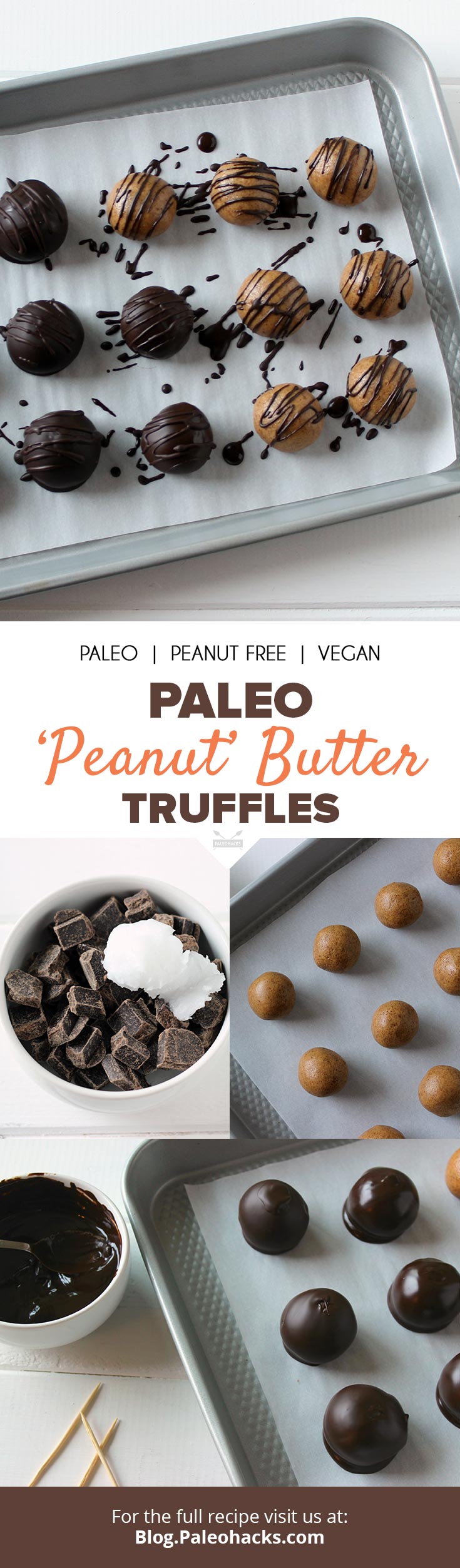 If you don't have a lot of time or you're looking for an easy-to-make treat that can impress, these Paleo "Peanut" Butter Truffles are the perfect dessert.