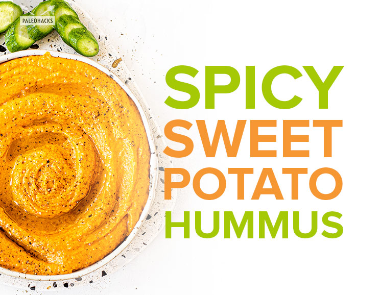 This sweet and spicy sweet potato hummus mimics the creamy texture of the spread you love while removing antinutrient-ridden legumes.