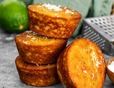Zesty Paleo Coconut Lime Muffins are a healthy, low-carb treat. Lightly sweetened, thick, and creamy, these muffins are perfect for breakfast!