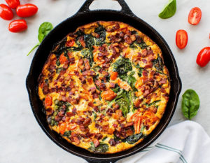 Bubbly Hot Bacon Spinach Frittata | Paleo, Grain Free, Gluten Free