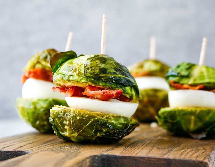 These mini keto Brussels sprout sliders are the perfect snack or breakfast to fuel hunger with protein and fiber!