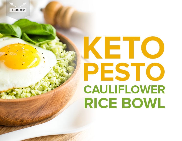 Keto Pesto Cauliflower Rice Bowl