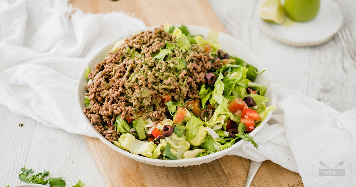 Paleo Taco Salad with Cilantro Lime Dressing Gluten Free, Dairy Free