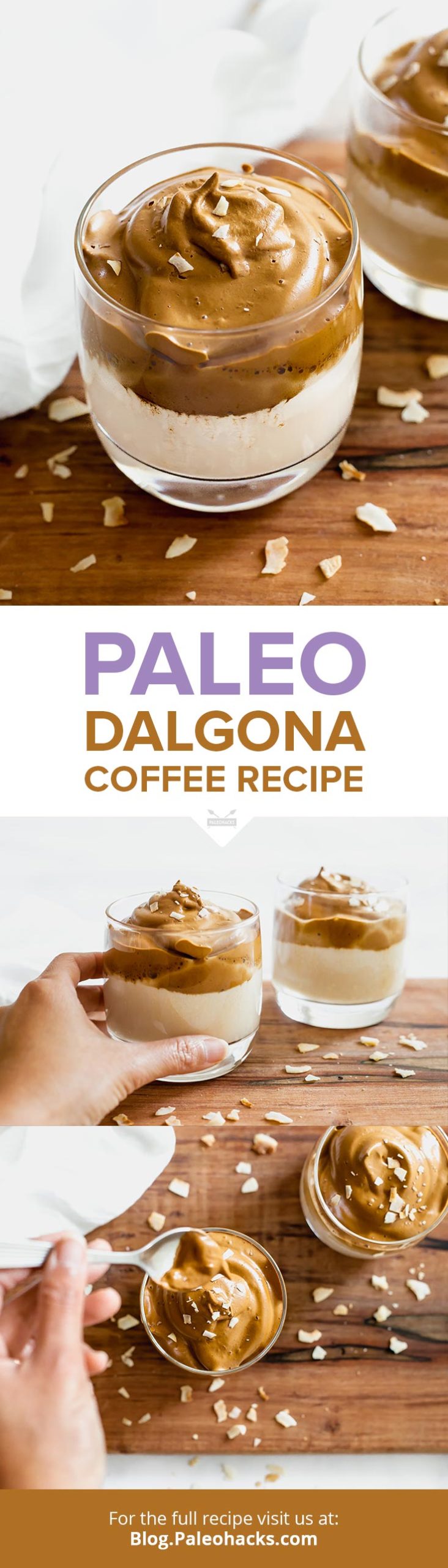 Whip up this Paleo Dalgona coffee in a couple of minutes with only 3 ingredients and almond milk or your favorite dairy alternative.